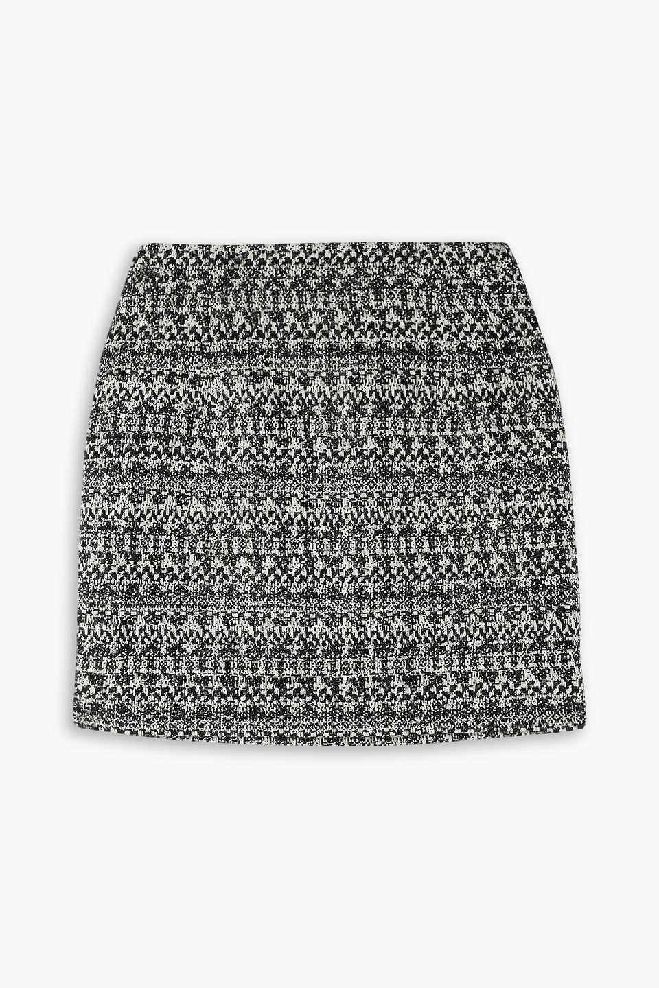 Alessandra Rich Metallic Bouclé-tweed Mini Skirt In Black