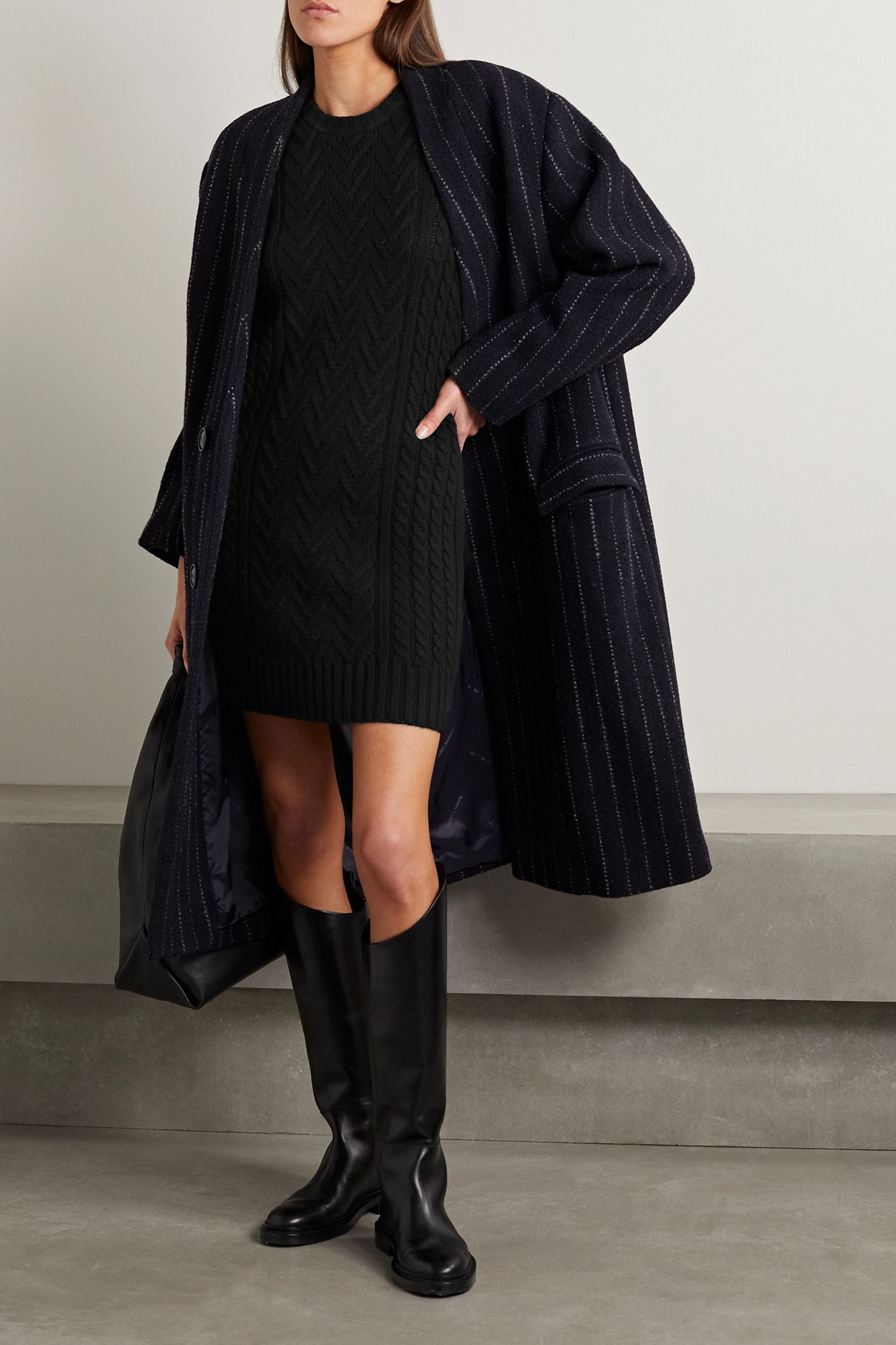 MADELEINE THOMPSON Ottie cable-knit wool and cashmere-blend mini dress