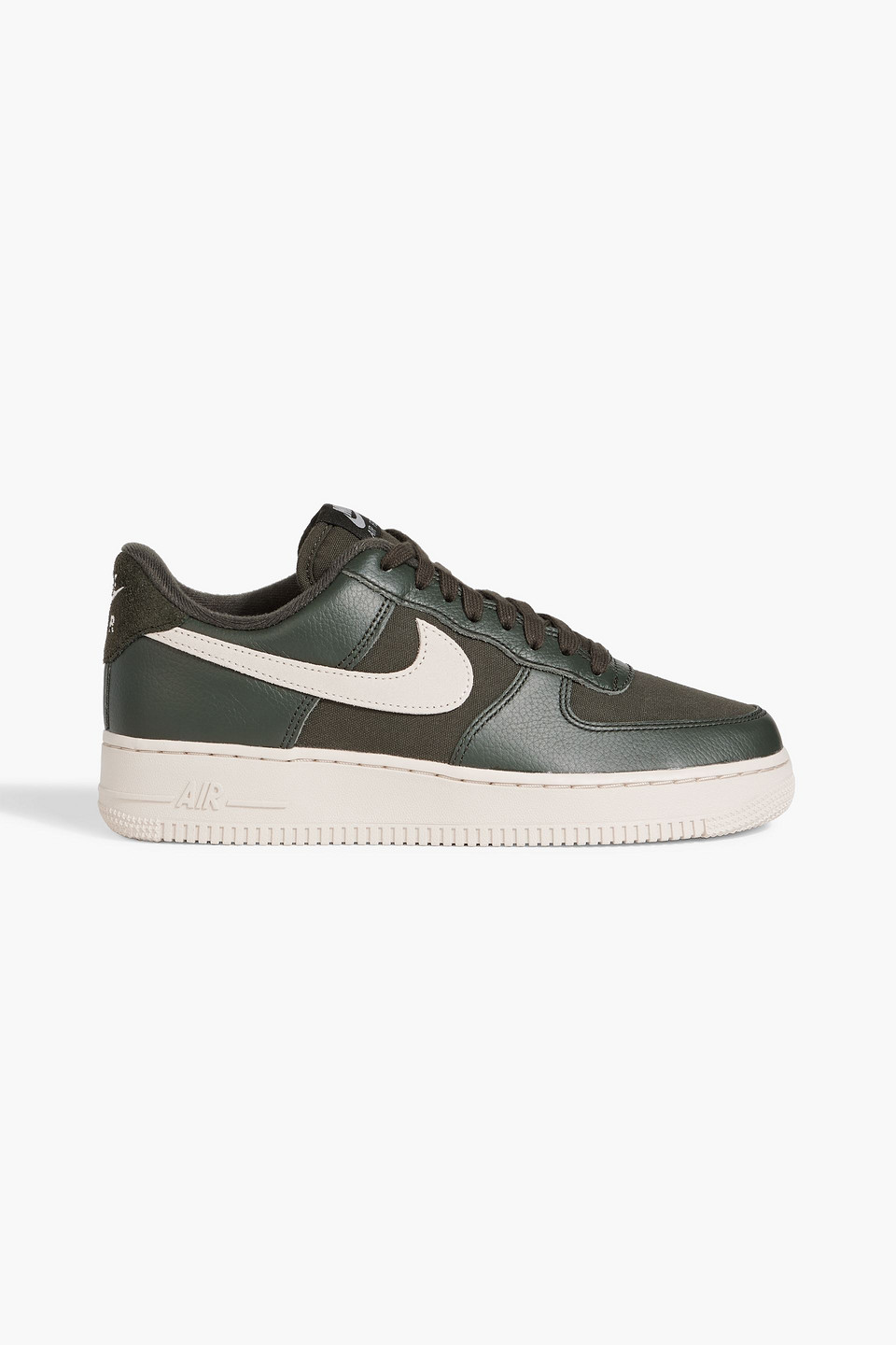 NIKE AIR FORCE 1 LOW PEBBLED-LEATHER AND CANVAS SNEAKERS