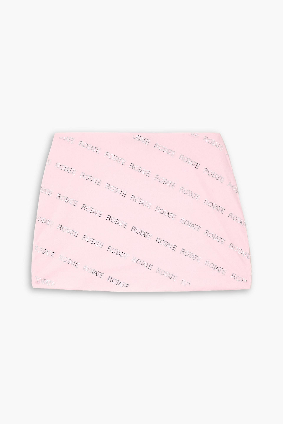 Rotate Birger Christensen Crystal-embellished Cotton-poplin Mini Skirt In Baby Pink