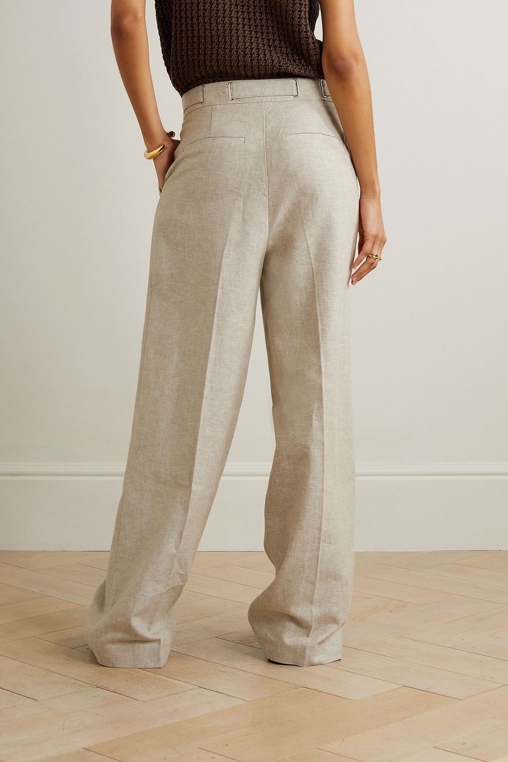 REMAIN BIRGER CHRISTENSEN Solina belted pleated linen and cotton-blend wide-leg pants