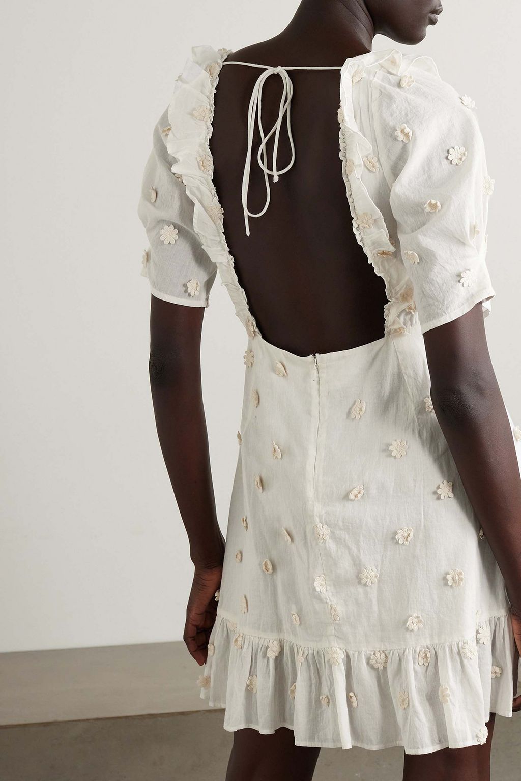 RIXO Camile ruffled embroidered cotton-blend gauze mini dress
