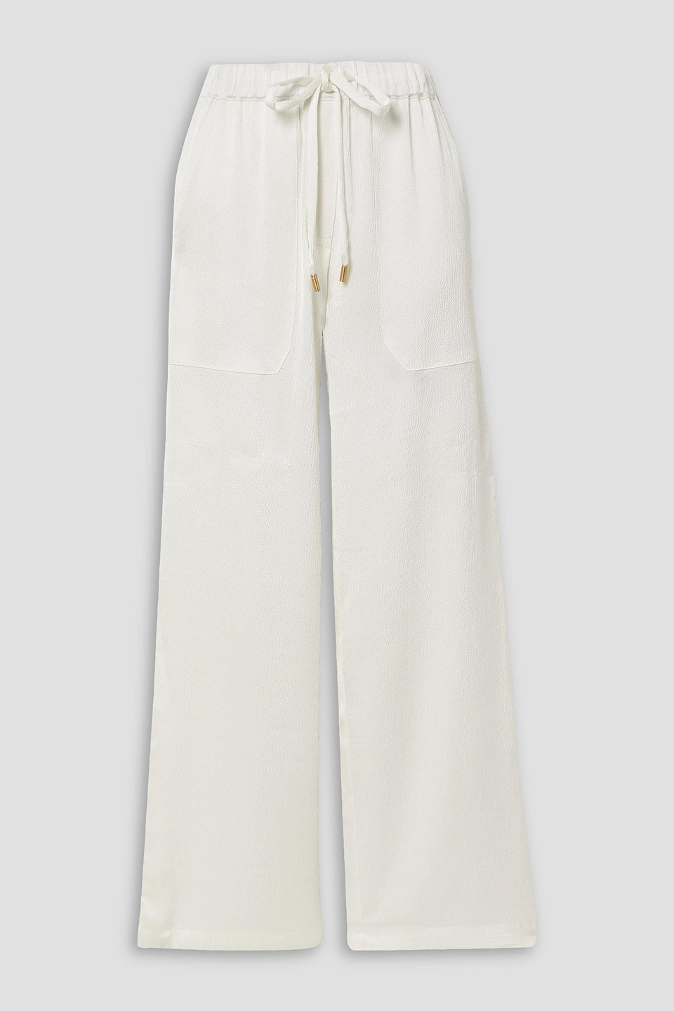 Cult Gaia Minaya Hammered Stretch-satin Wide-leg Pants In Ivory