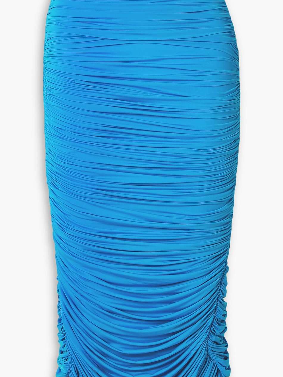 ruched stretch-jersey midi skirt