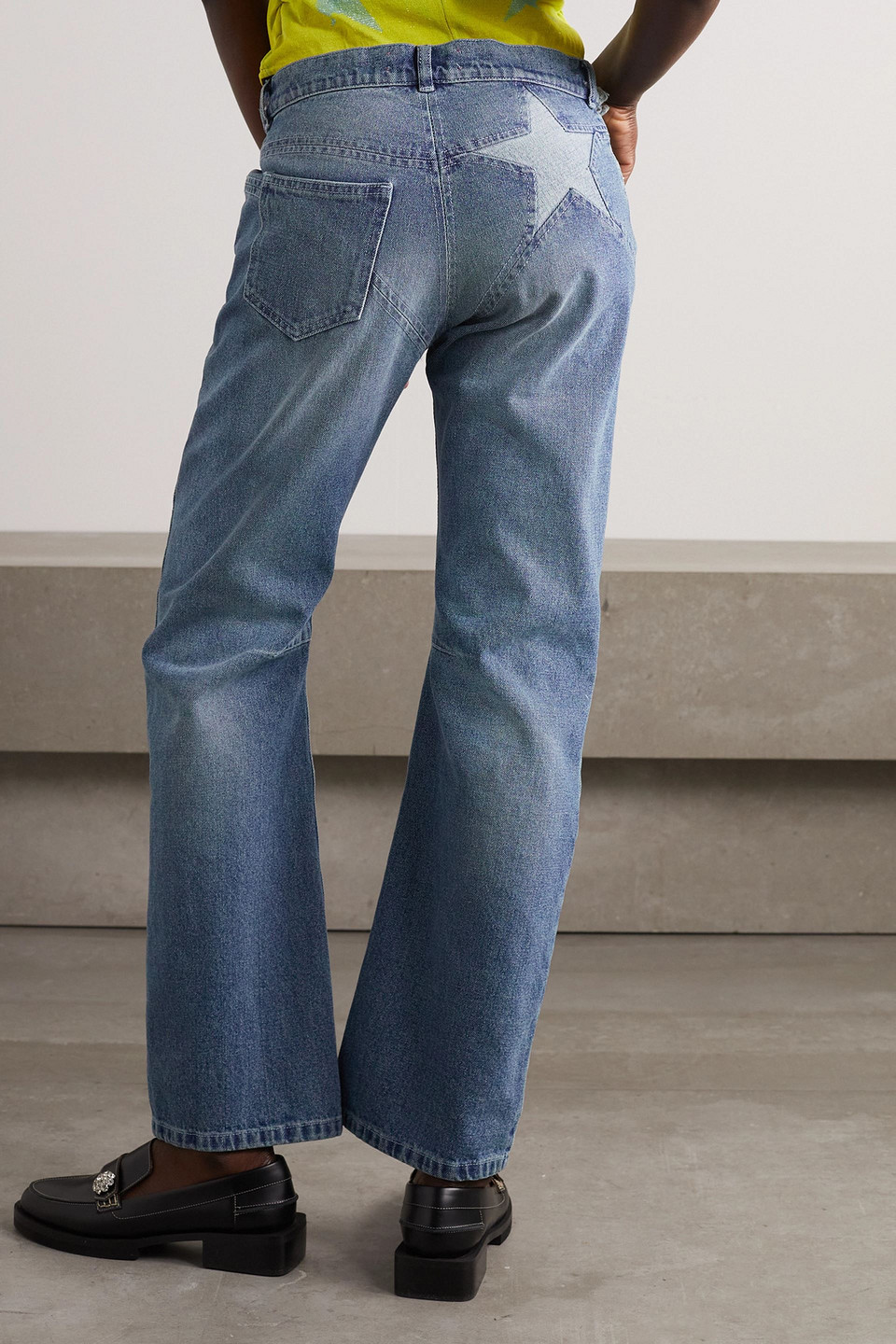 Cormio Amanda Distressed High-rise Straight-leg Jeans In Mid Denim