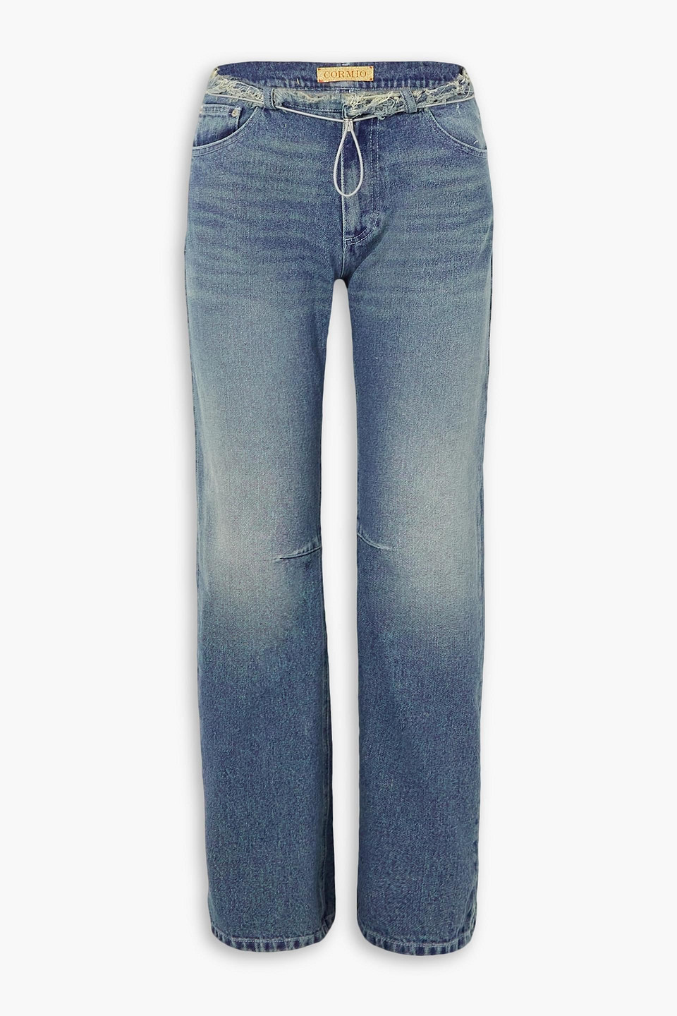 Cormio Amanda Distressed High-rise Straight-leg Jeans In Mid Denim