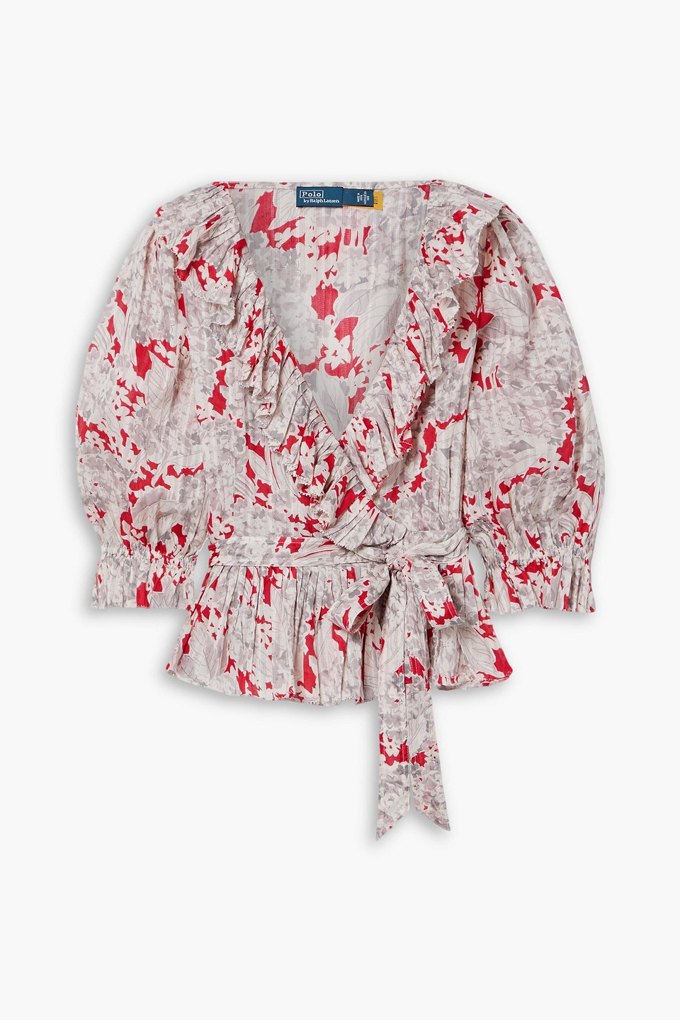 Polo Ralph Lauren Evee Ruffled Floral-print Cotton-voile Wrap Blouse In Multicolor