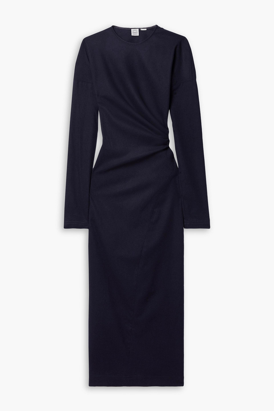 Totême Draped wool-blend flannel midi dress