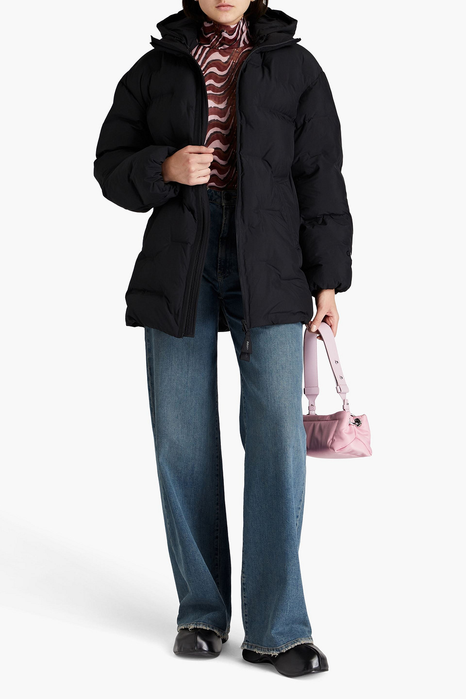  Ganni - Kapuzenjacke Aus Gestepptem Shell - Schwarz - 4xl 