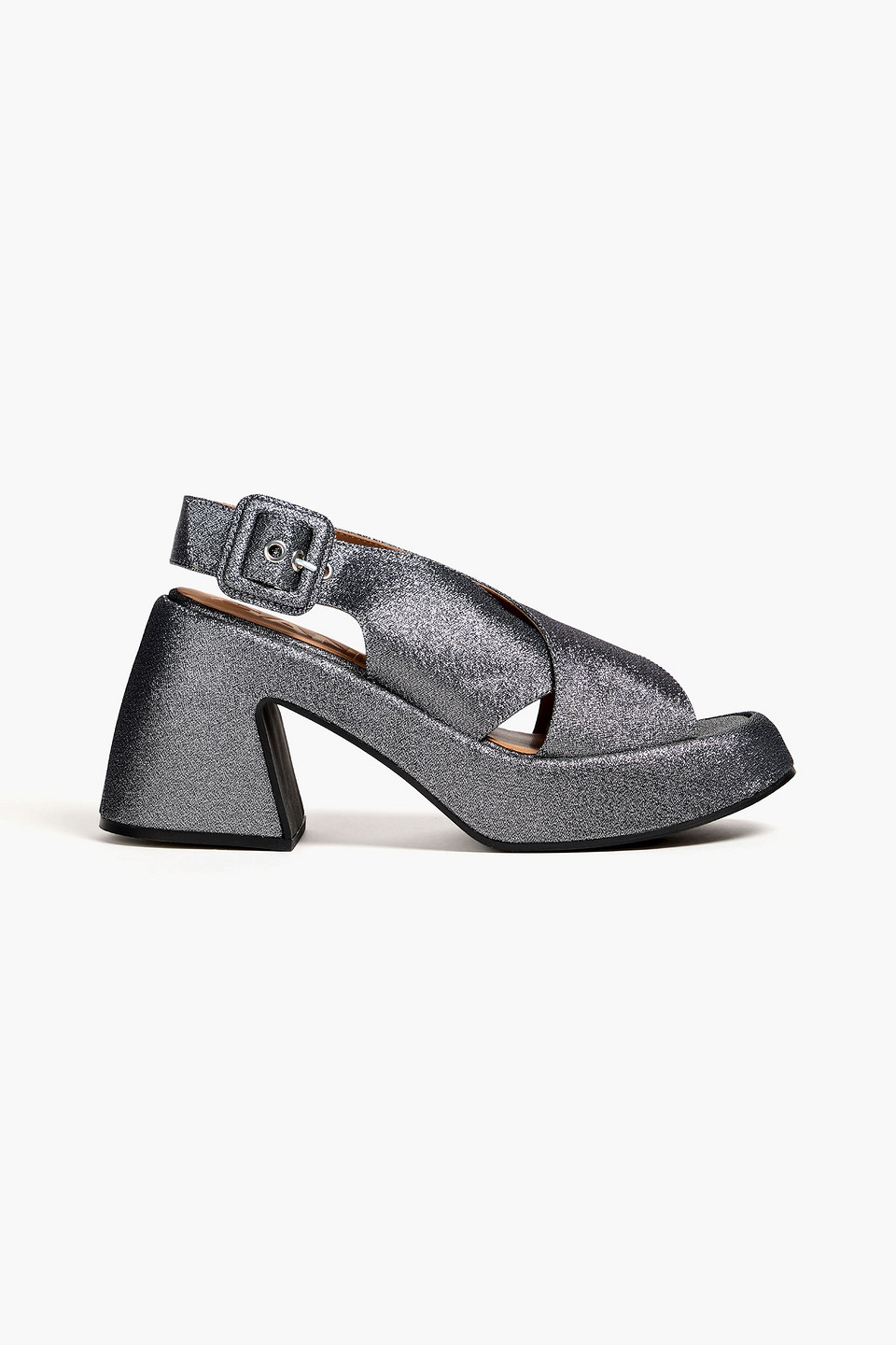 GANNI - Lamé platform slingback sandals - Metallic - EU 36