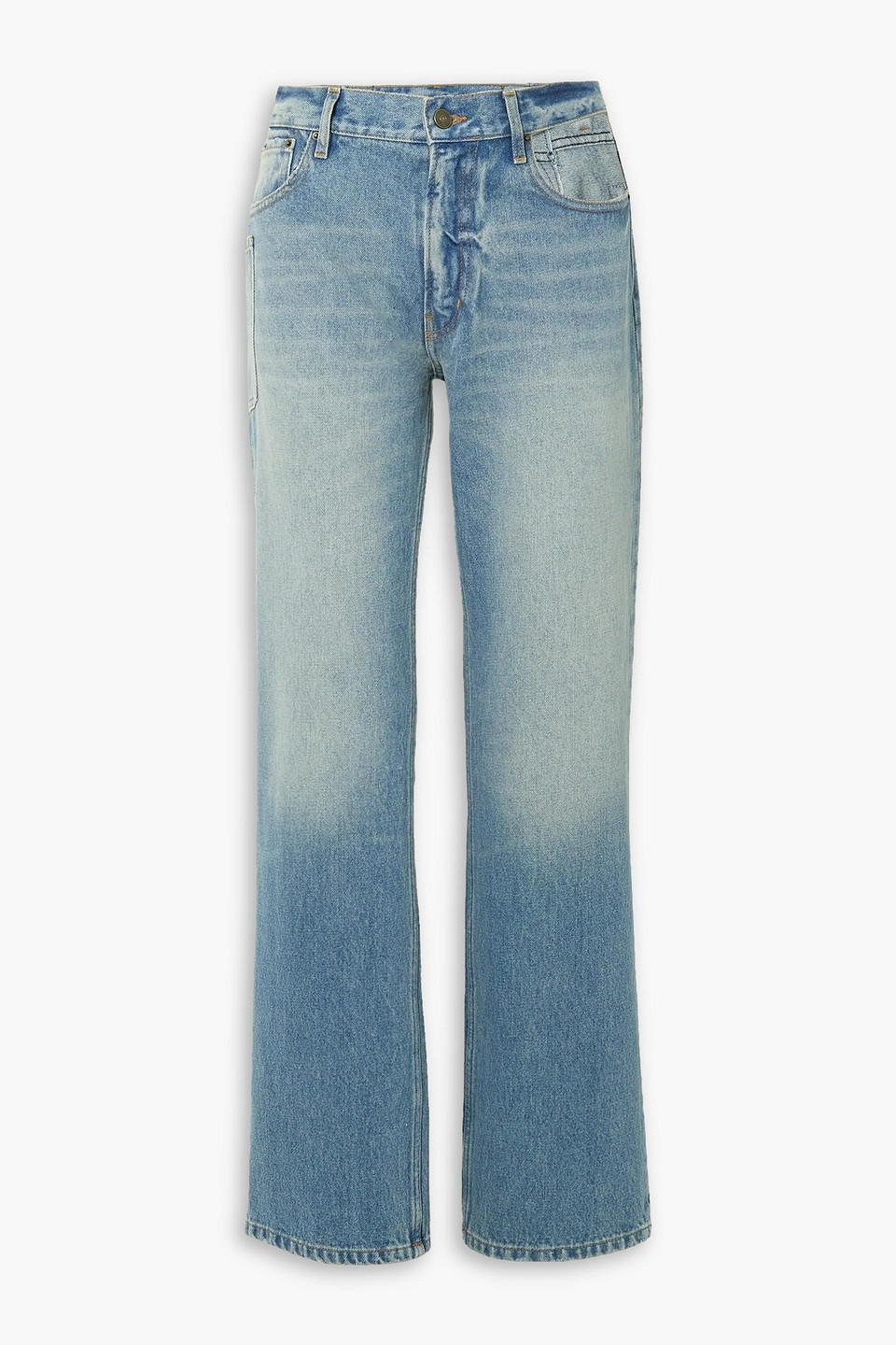 Cutout low-rise straight-leg jeans