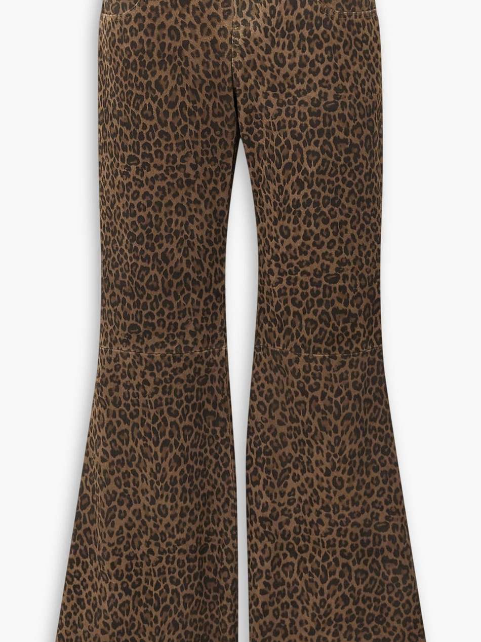 harel leopard-print suede flared pants