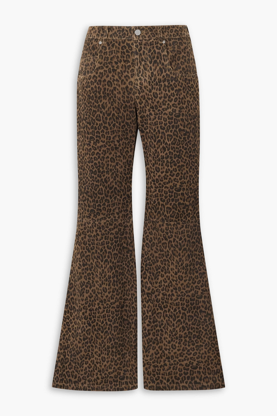 Dodo Bar Or Harel Leopard-print Suede Flared Pants In Burgundy