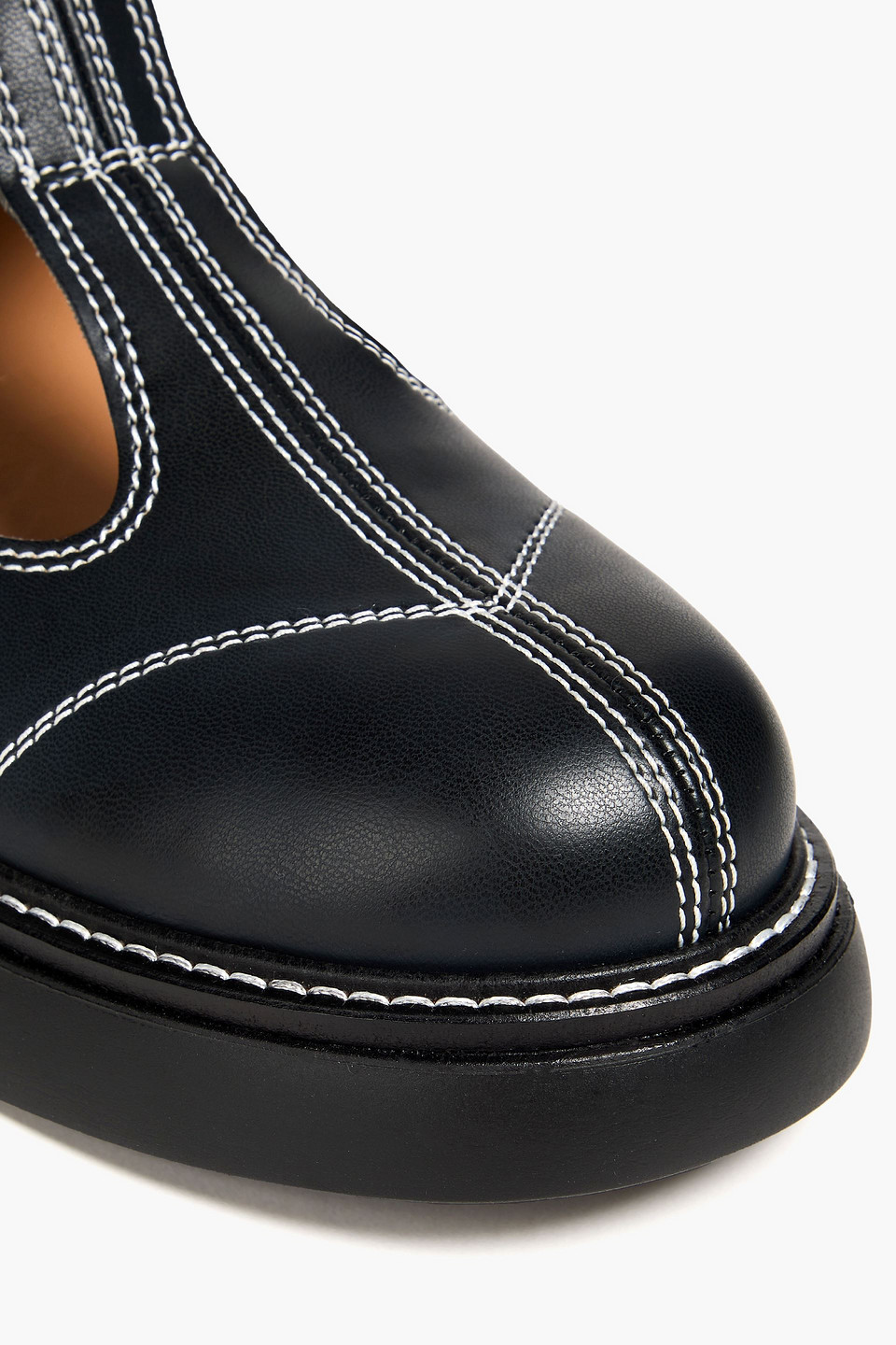Ganni Everyday Buckled Faux Leather Mary Jane Loafers In Black