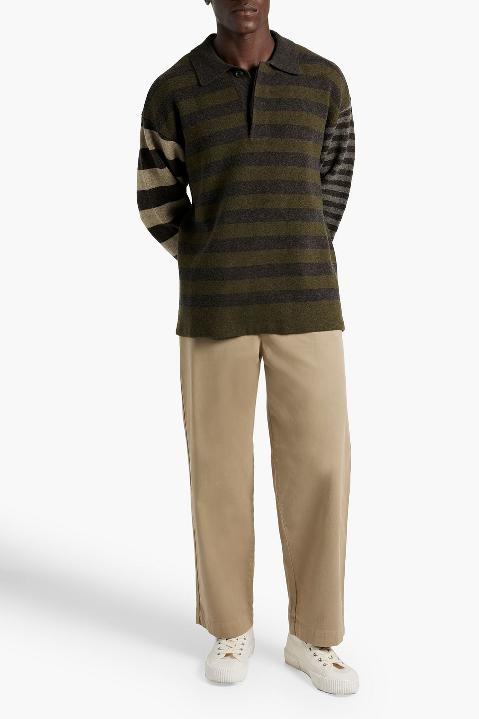 ISABEL MARANT LIRIO STRIPED WOOL-BLEND POLO SWEATER