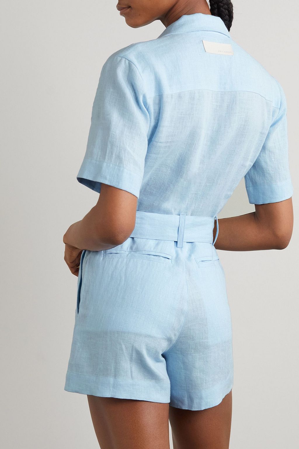 RIVET UTILITY Influencer belted linen playsuit