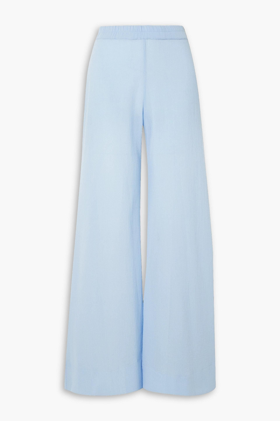 Suzie Kondi Elira Crinkled Cotton-gauze Wide-leg Pants In Light Blue