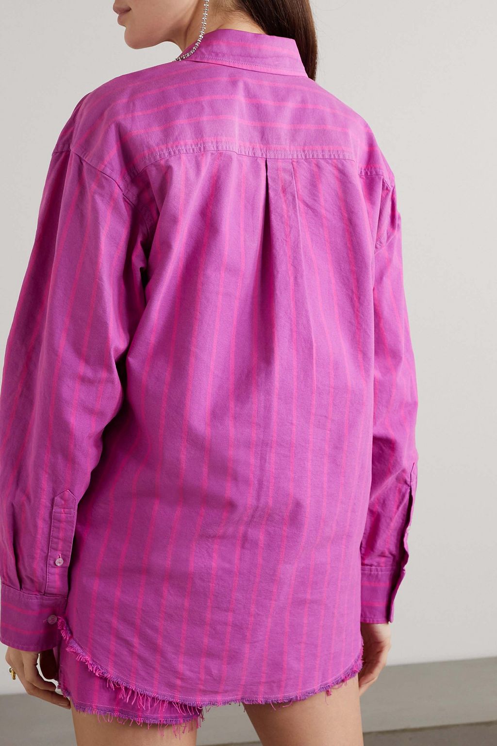 ALEXANDERWANG.T Frayed striped cotton shirt