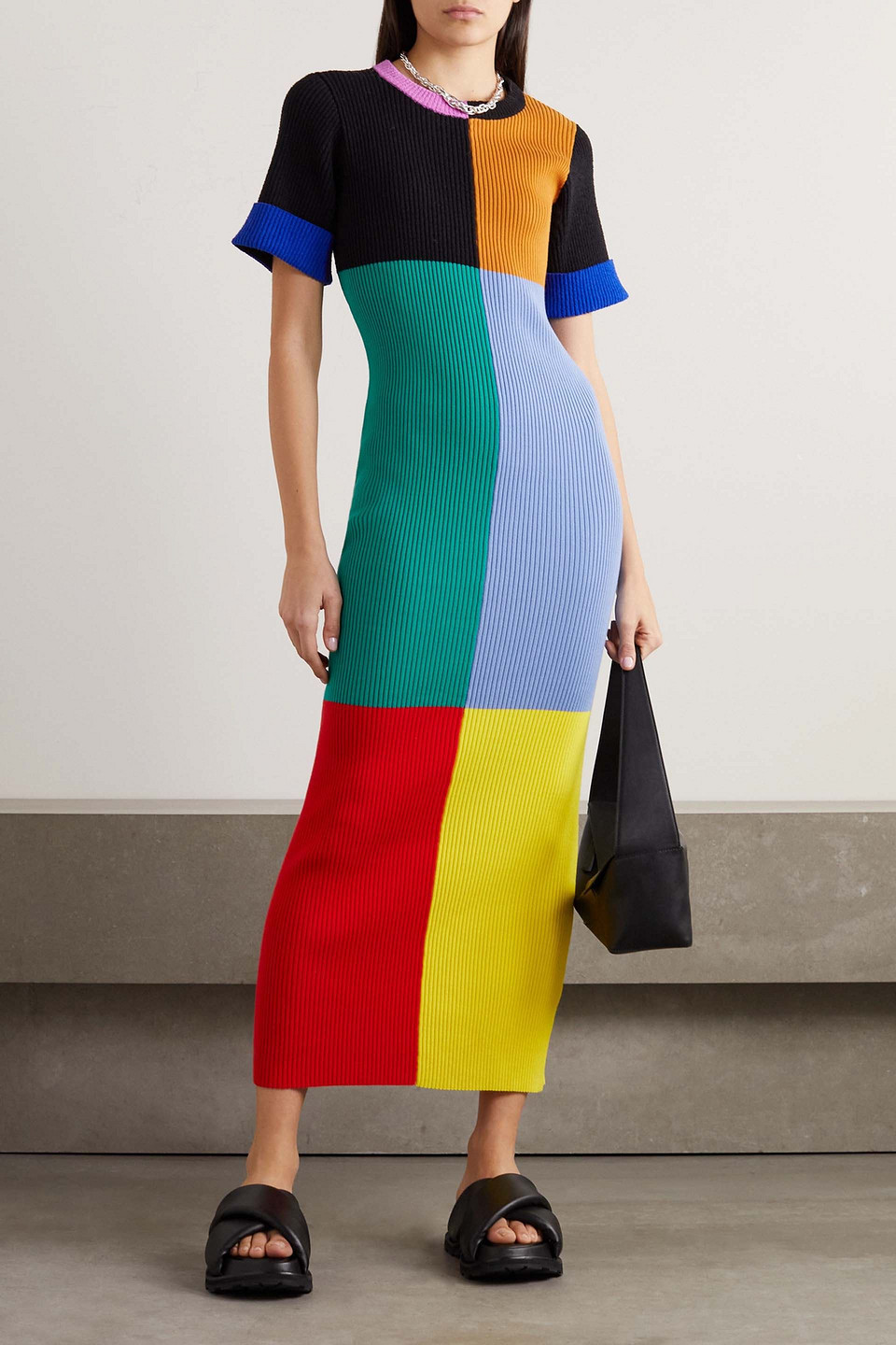  Zankov - Maxikleid Aus Einer Gerippten Baumwollmischung In Colour-block-optik - Bunt - Xs 