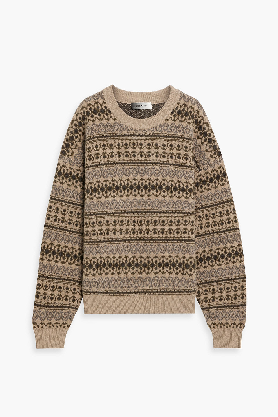 Isabel Marant Leysterh Jacquard-knit Merino Wool Sweater In Taupe