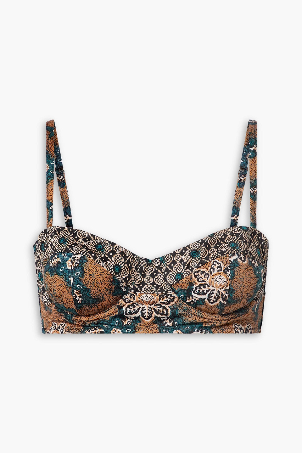 Ulla Johnson Zahara Printed Underwired Bikini Top In Hellbraun
