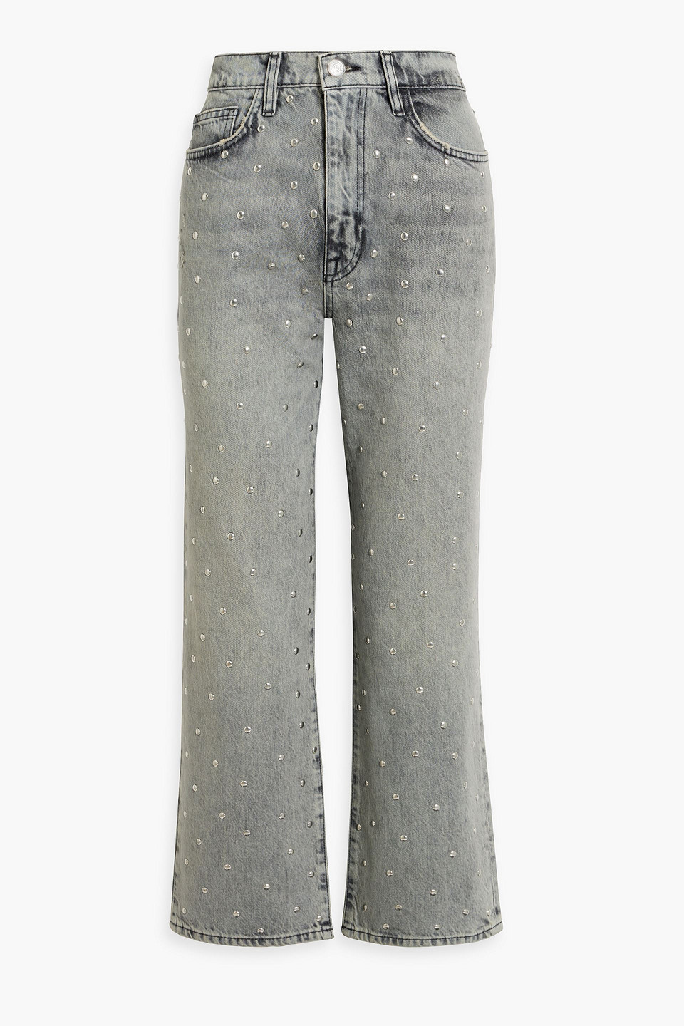 Frame Le Jane Crop Studded High-rise Straight-leg Jeans In Gray