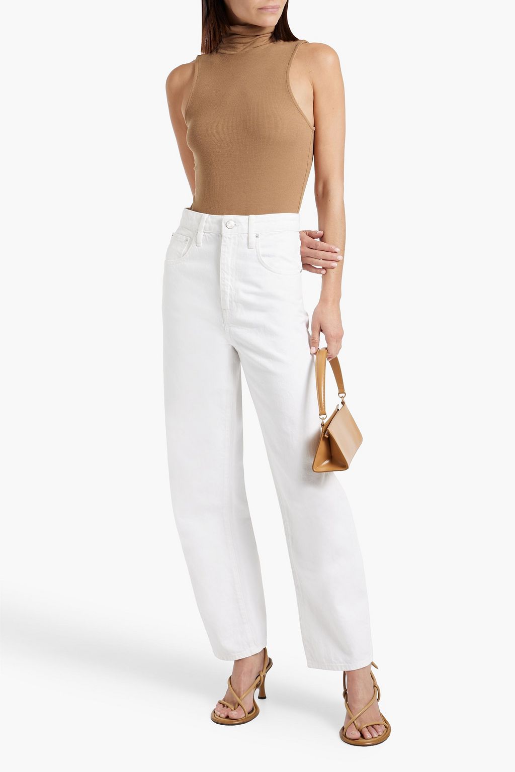 FRAME Ribbed stretch-modal turtleneck top