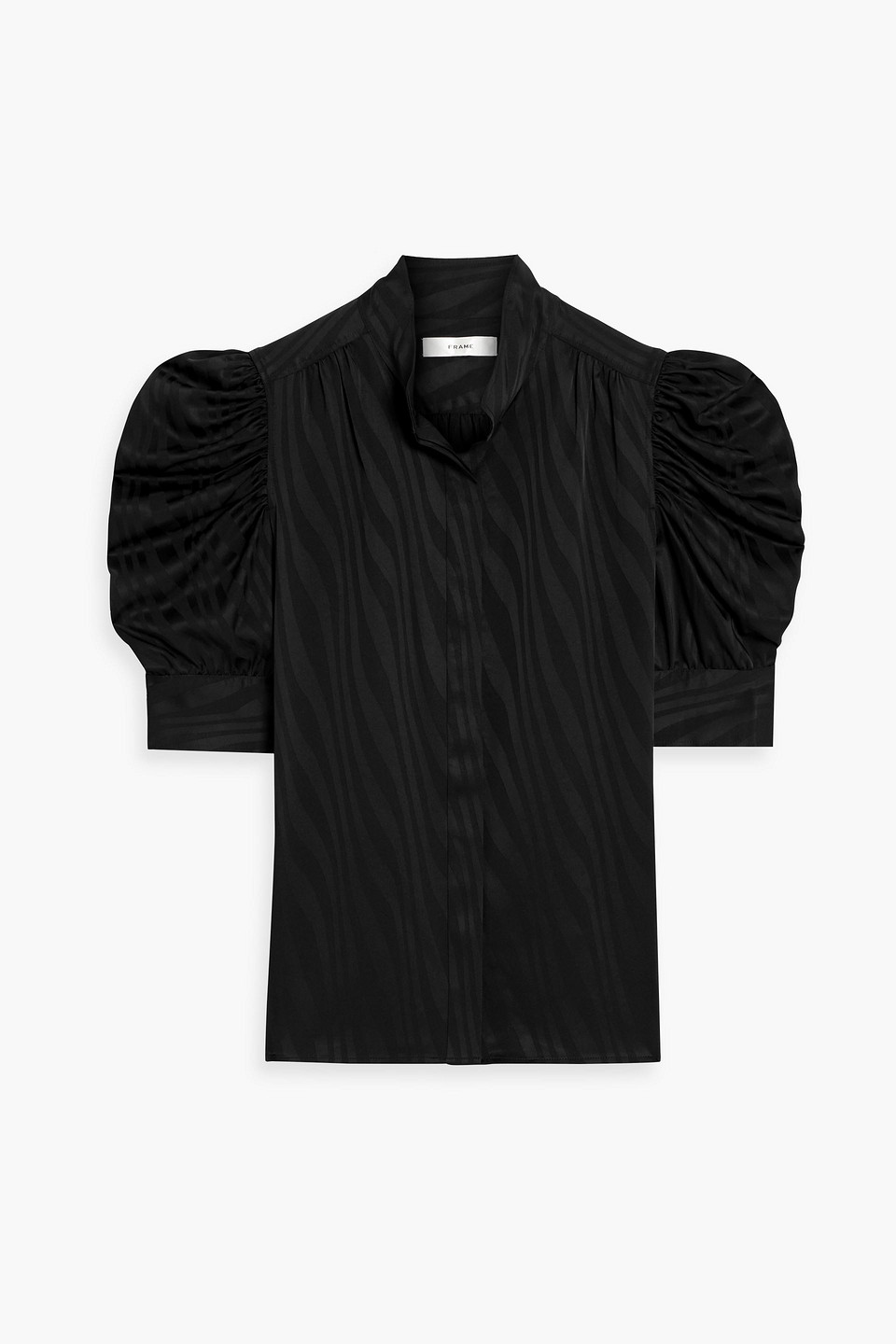 Frame Gillian Satin-jacquard Blouse In Black
