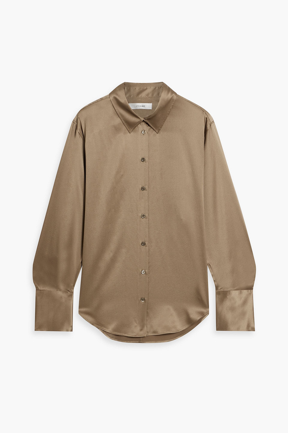Frame The Standard Silk-blend Satin Shirt In Taupe