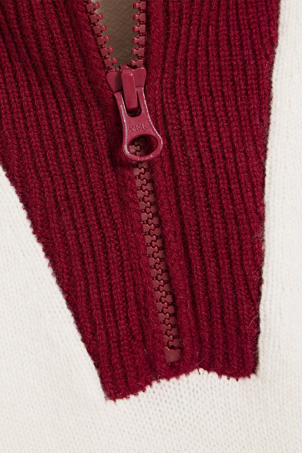 Frame Two-tone Wool-blend Half-zip Sweater In Ivory