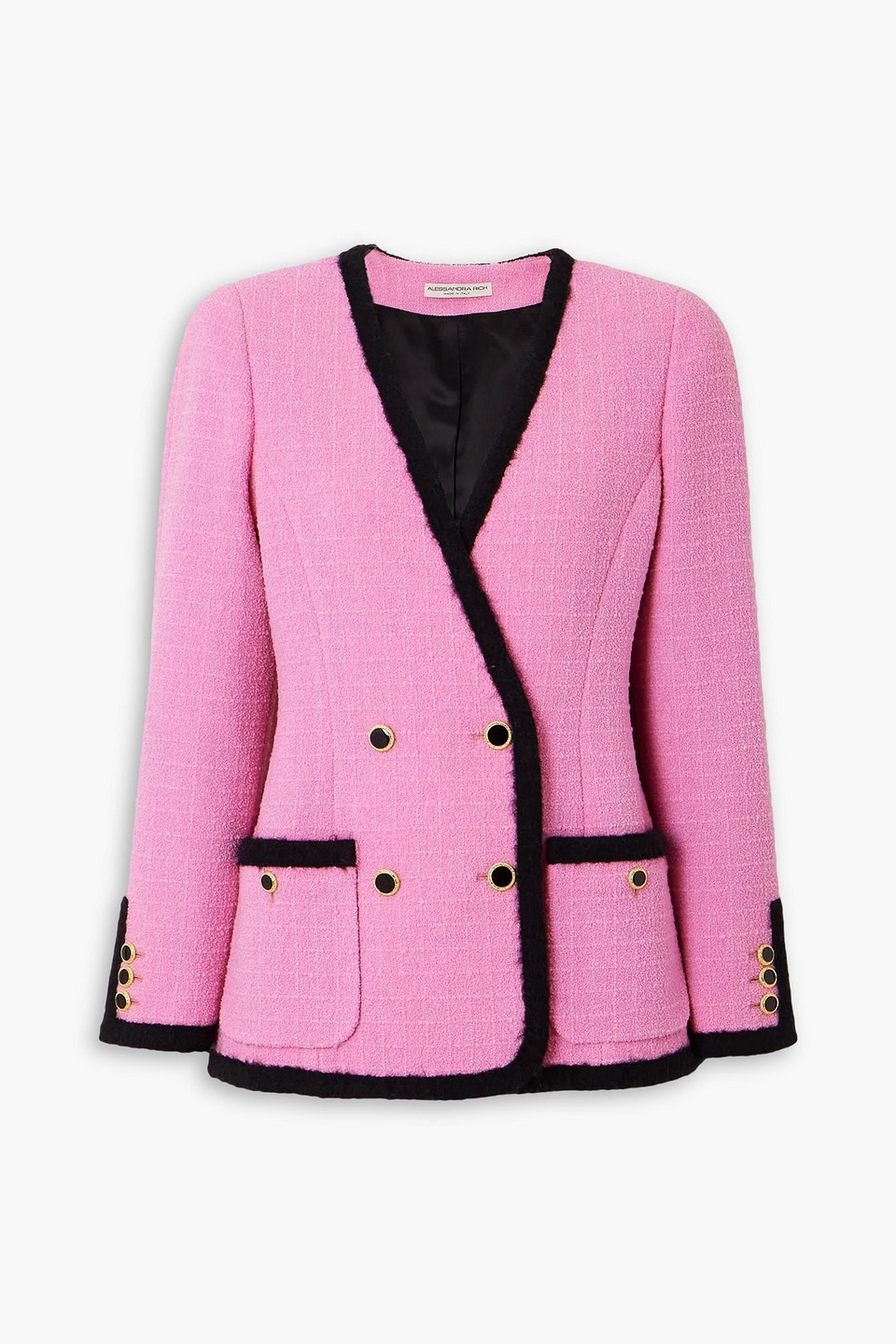 Alessandra Rich Contrast-trim Bouclé Tweed Jacket In Pink