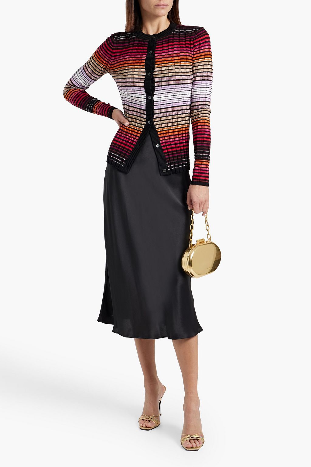 MISSONI Striped ribbed cotton-blend cardigan