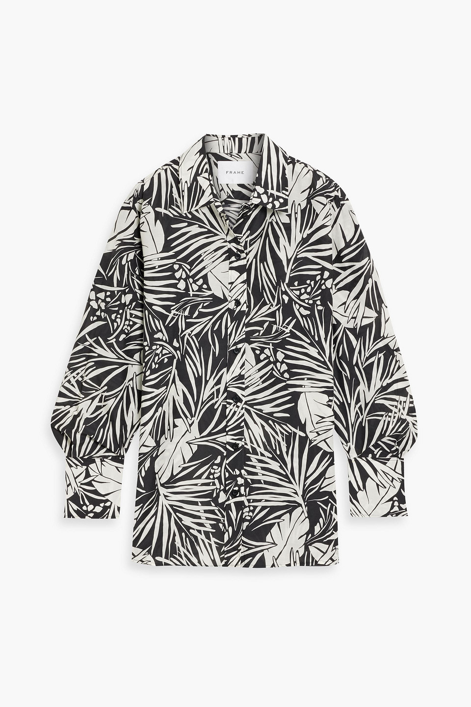 Frame Printed Cotton And Silk-blend Shirt In Black