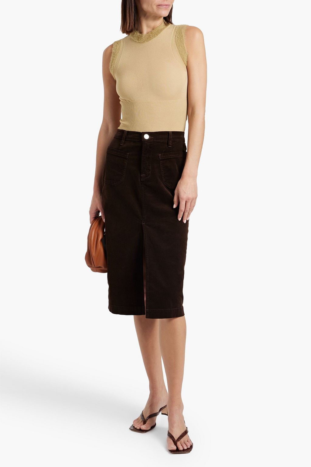 FRAME Cotton-blend corduroy skirt