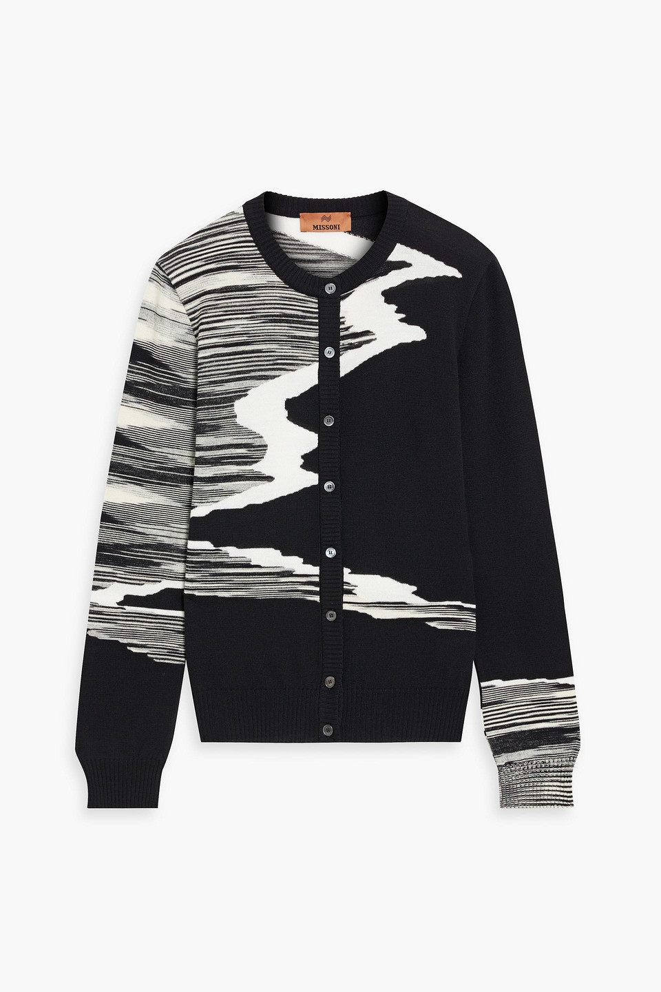 Shop Missoni Space-dyed Intarsia Wool Cardigan In Black