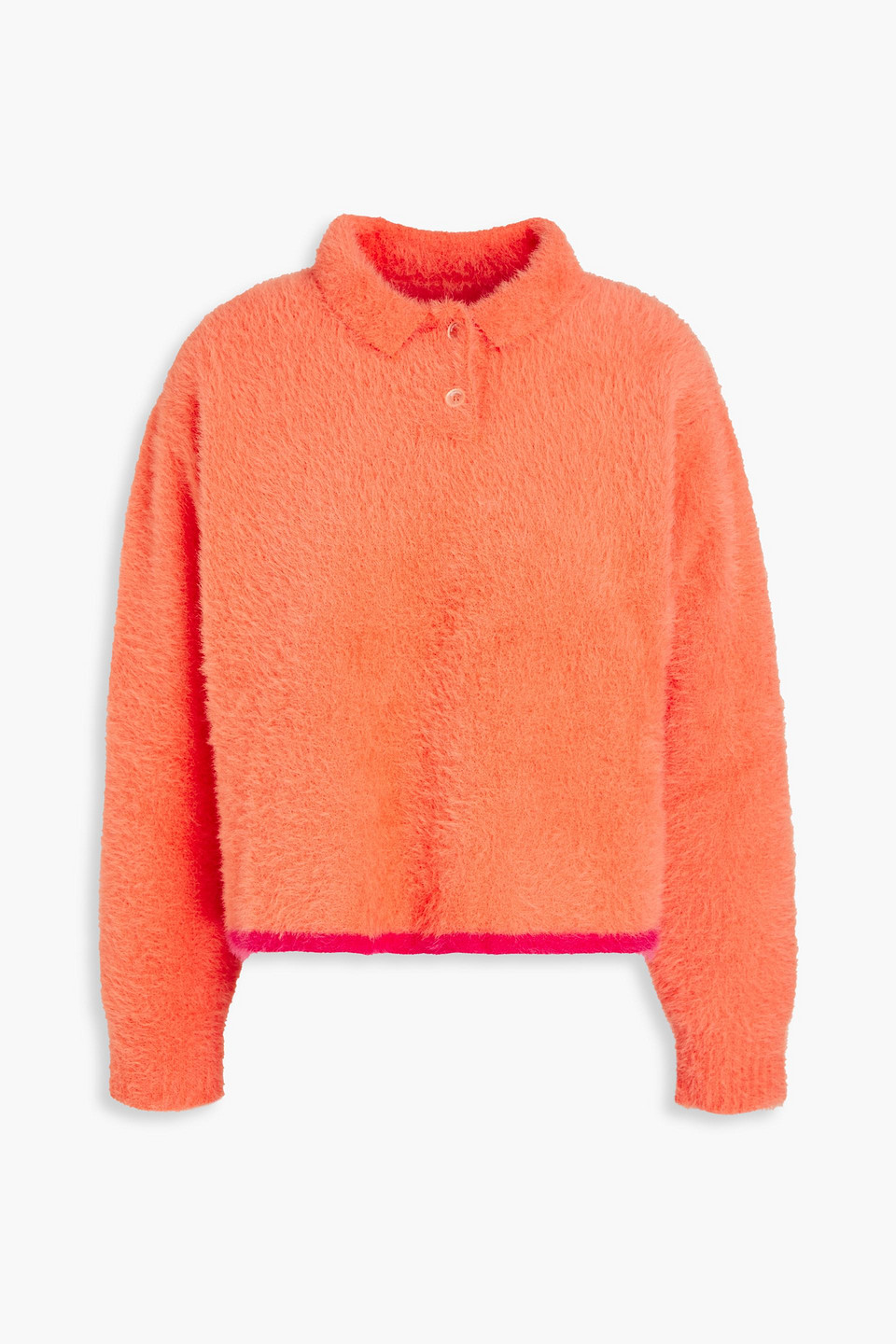 Jacquemus Brushed Stretch-knit Polo Sweater In Orange