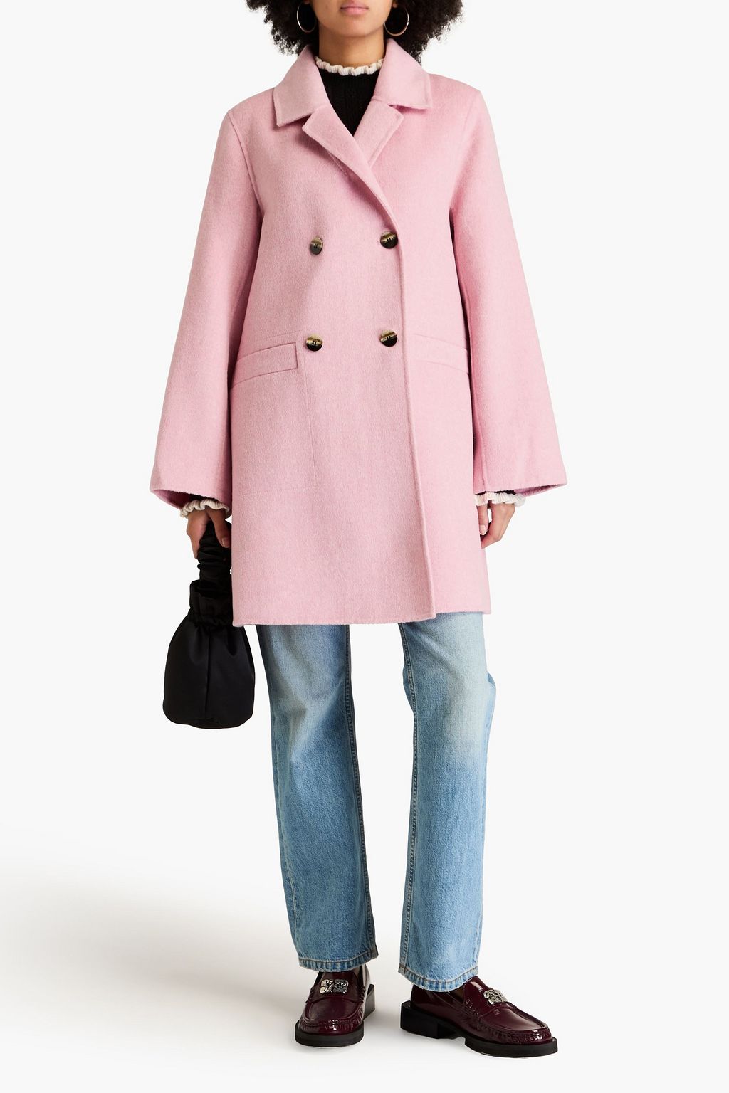 GANNI Double-breasted wool-blend felt coat