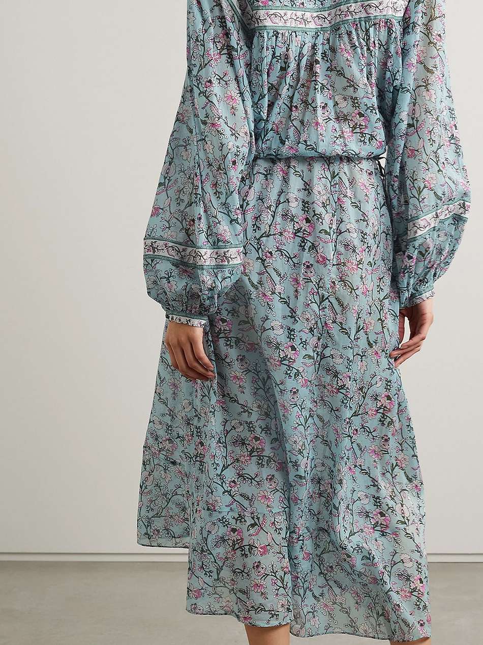 greila floral-print cotton-voile midi dress