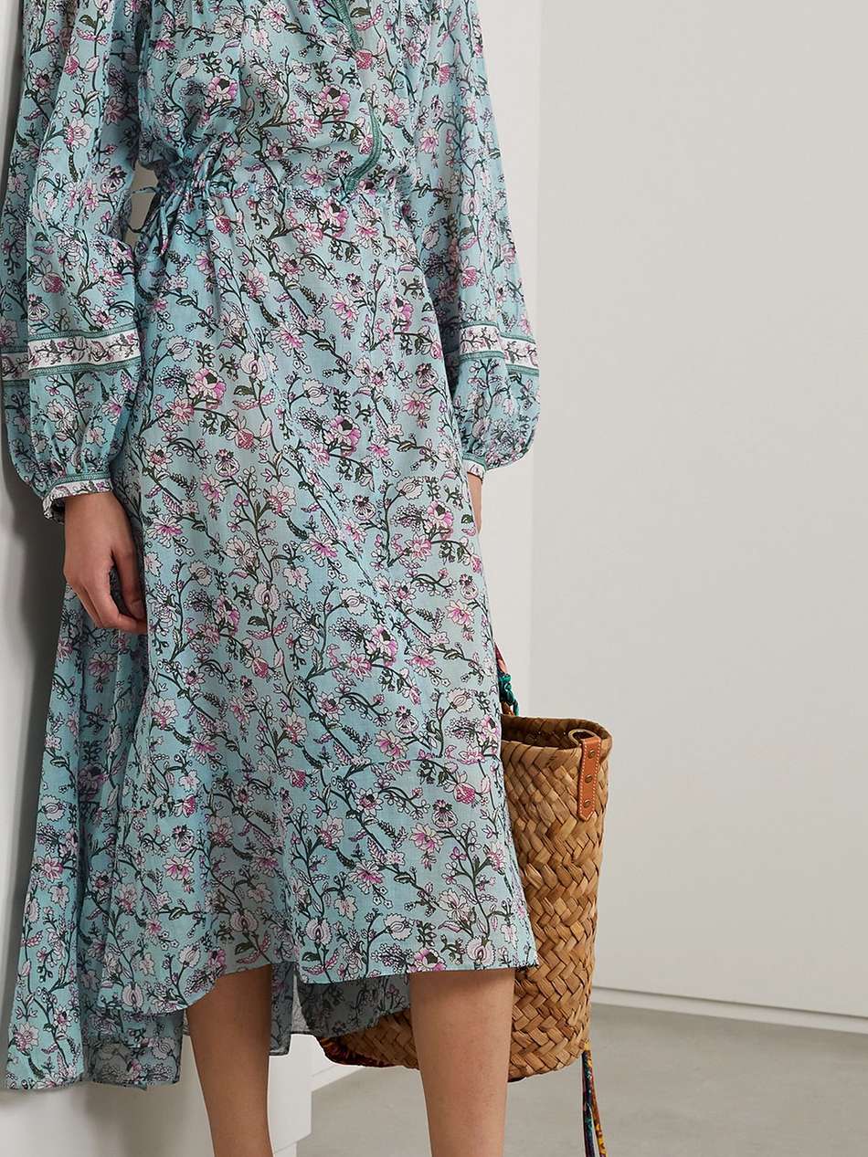 greila floral-print cotton-voile midi dress