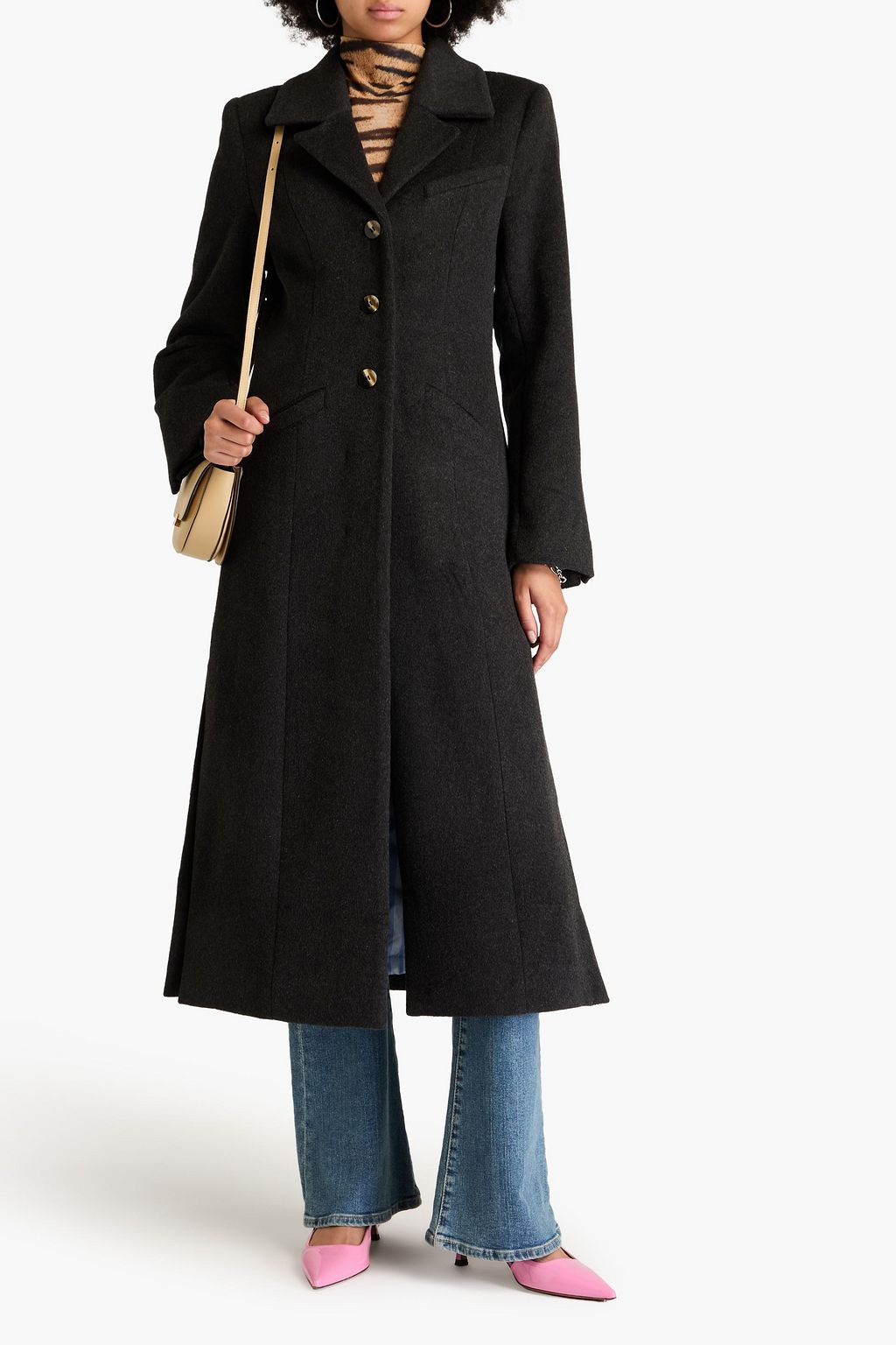 GANNI Wool-blend felt coat