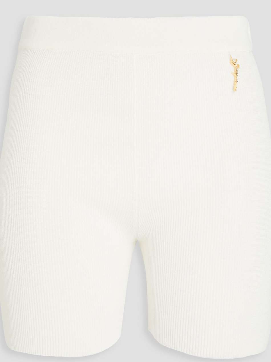 embellished ribbed-knit shorts