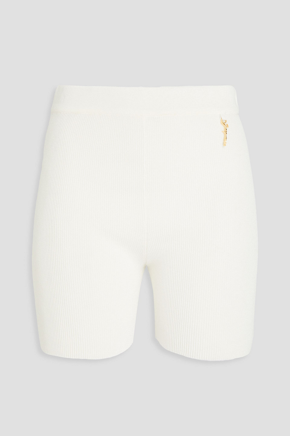 Jacquemus Embellished Ribbed-knit Shorts In Ivory
