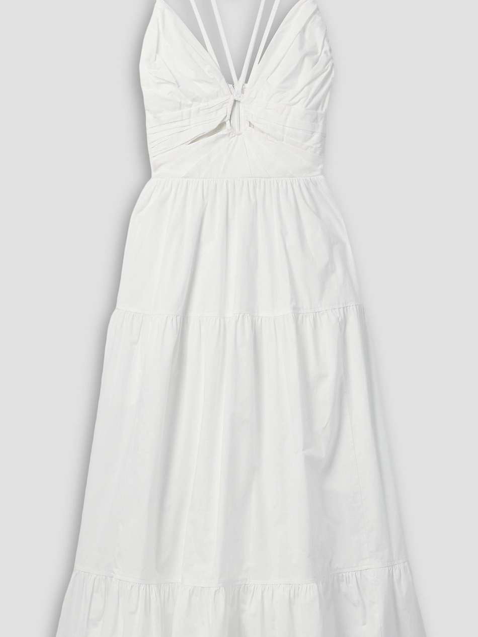 phoebe tiered cutout cotton-poplin midi dress
