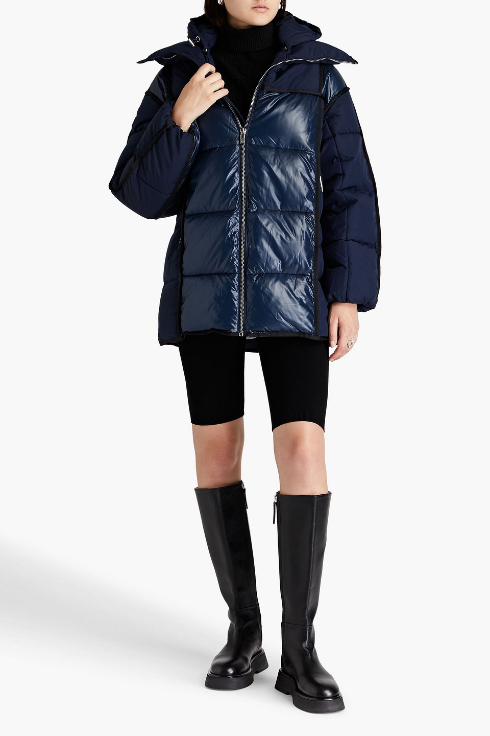  Ganni - Kapuzenjacke Aus Gestepptem Ripstop Und Shell - Blau - L/xl 