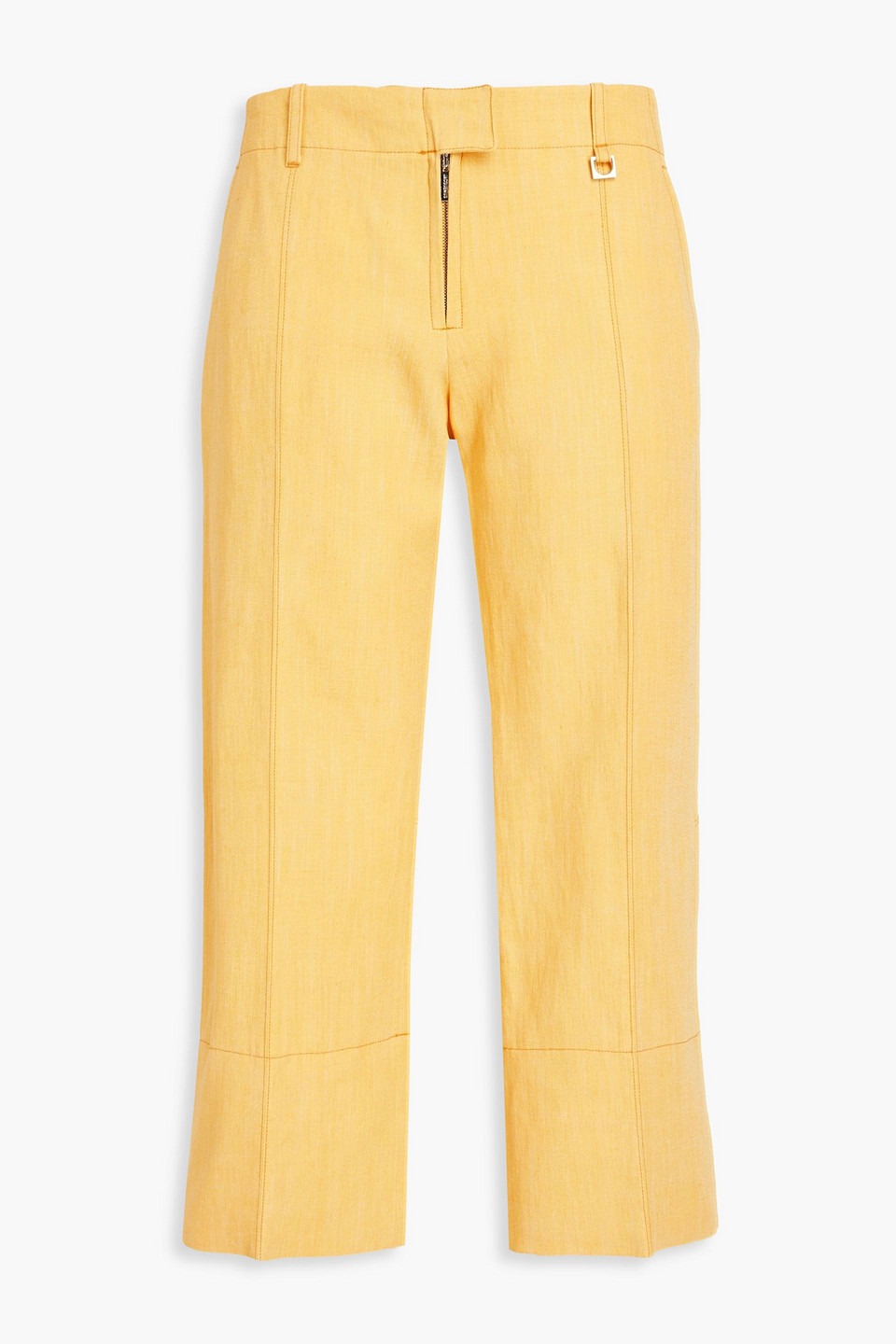 Jacquemus Areia Cropped Linen-blend Straight-leg Pants In Yellow