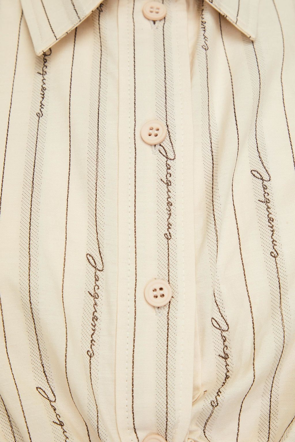JACQUEMUS Cropped embellished striped cotton-jacquard shirt