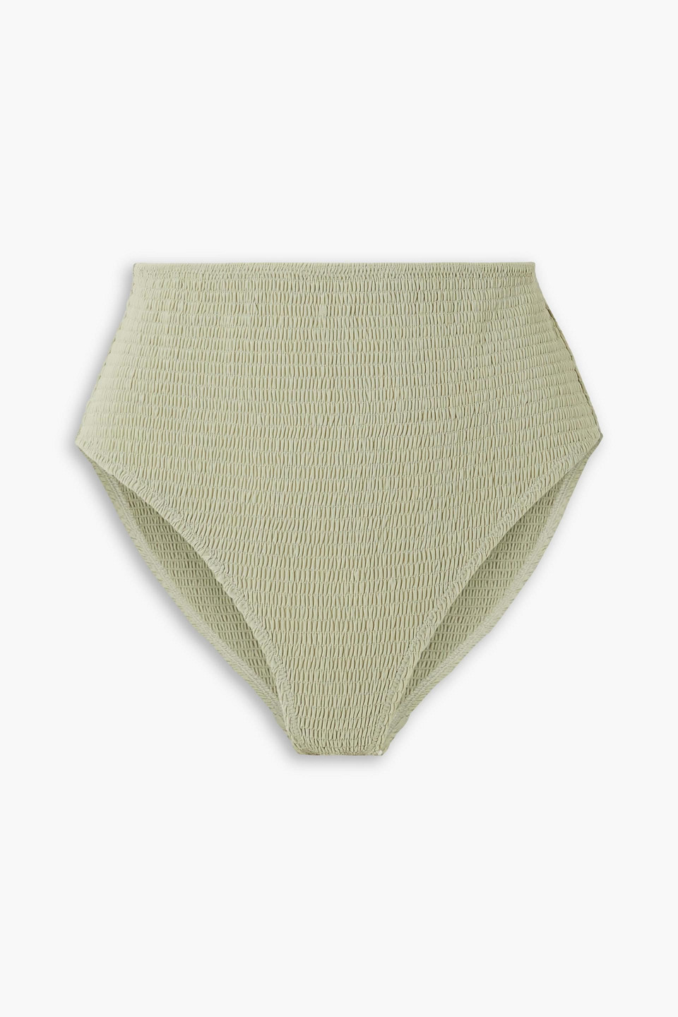 Totême Shirred High-rise Bikini Briefs In Grey Green