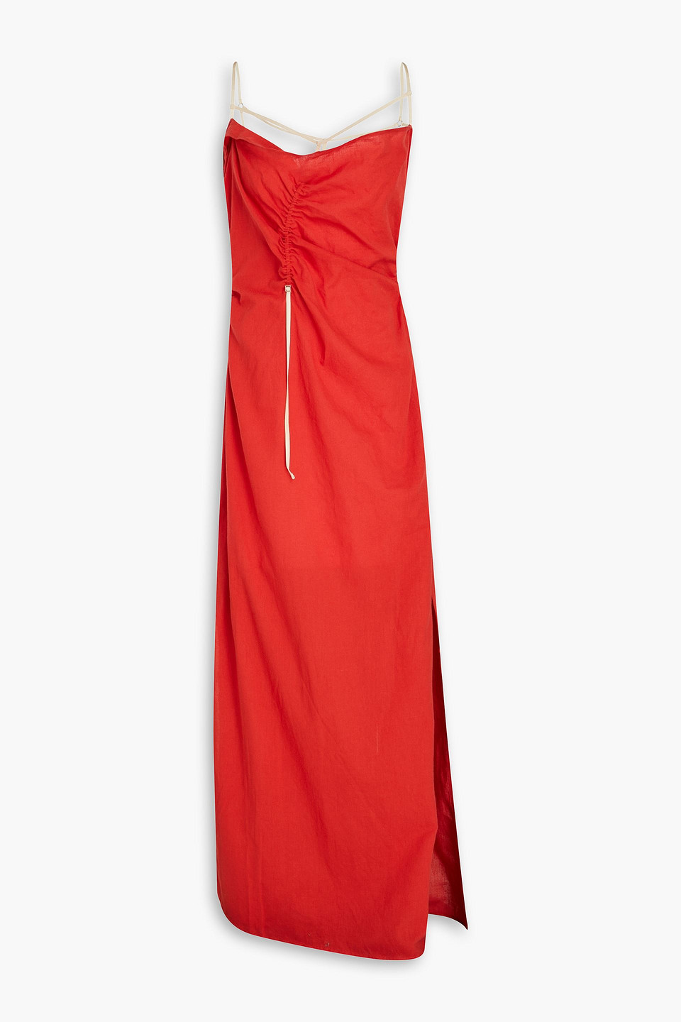JACQUEMUS GAUA RUCHED COTTON-GAUZE MAXI DRESS