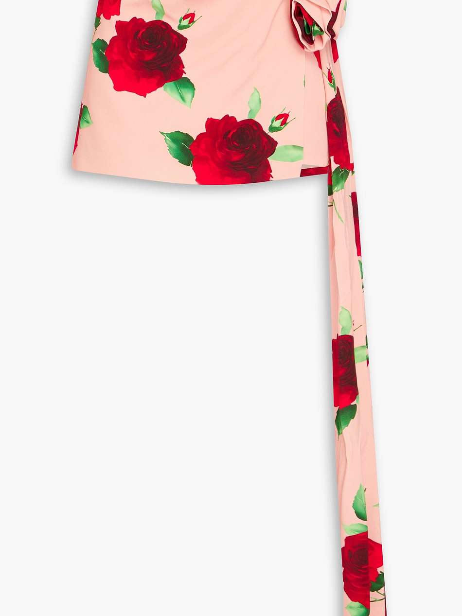wrap-effect floral-print jersey mini skirt