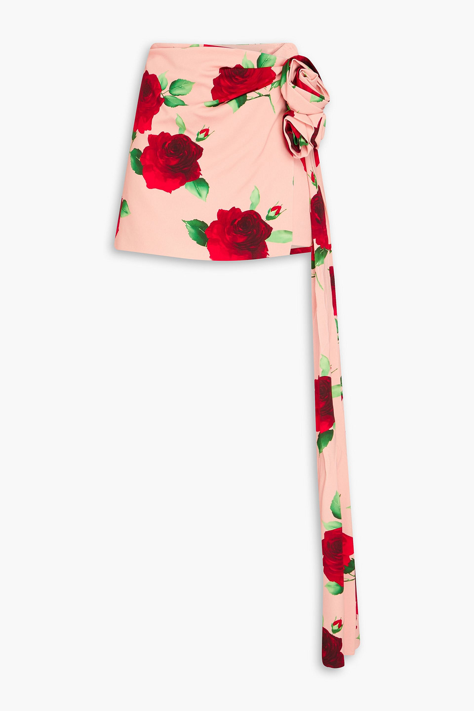 Wrap-effect floral-print jersey mini skirt